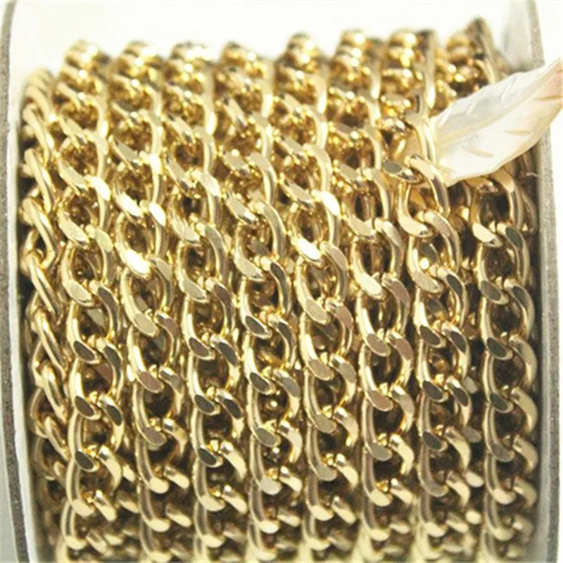 

10yards Gold Curb Chain Roll,Aluminum Chain, Open Link Chain per Link Size 10mmx6mm Jewelry Findings