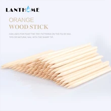 100 шт оранжевый двойной конец ногтей деревянные палочки Профессиональный толкающий омертвевшая кожа, кутикулы для удаления педикюра ногтей деревянная, с маникюром инструмент