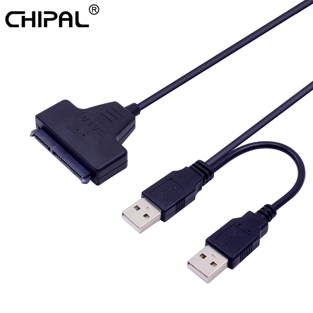

CHIPAL USB 2.0 to 7+15 22Pin SATA 3.0 Cable Adapter Converter for 2.5 Inch Hard Disk Drive HDD SSD with USB2.0 Power Cable