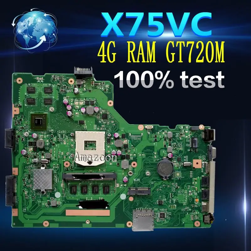 

Amazoon X75VC Laptop motherboard for ASUS X75VC X75VB X75VD X75V X75 Test original mainboard HM70 4G RAM GT720M