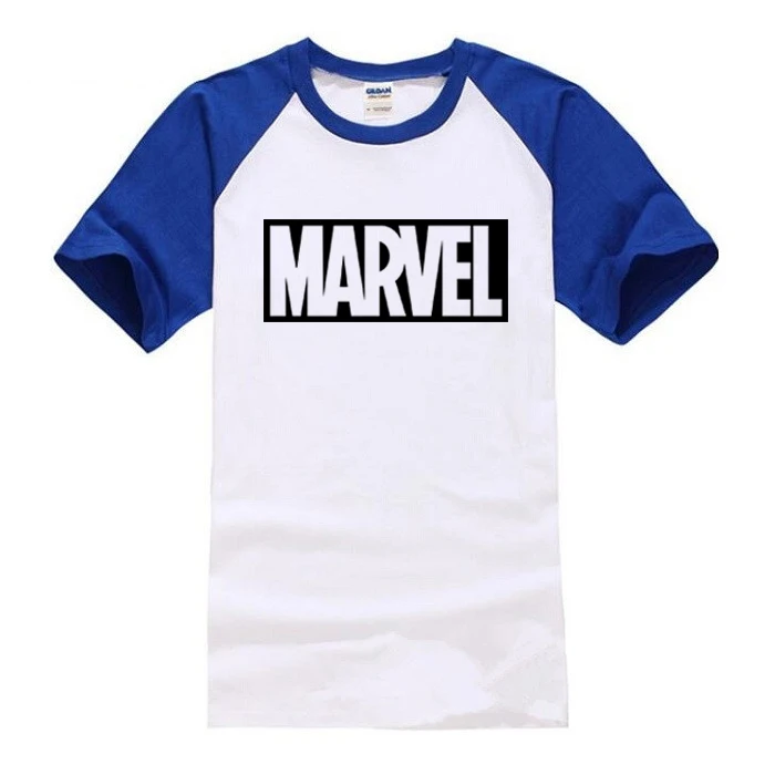 Модная мужская футболка Marvel, летняя новинка, супергерой Мстители, хлопок, высокое качество, реглан, футболка, Повседневная футболка, футболка s - Цвет: Blue and white 3