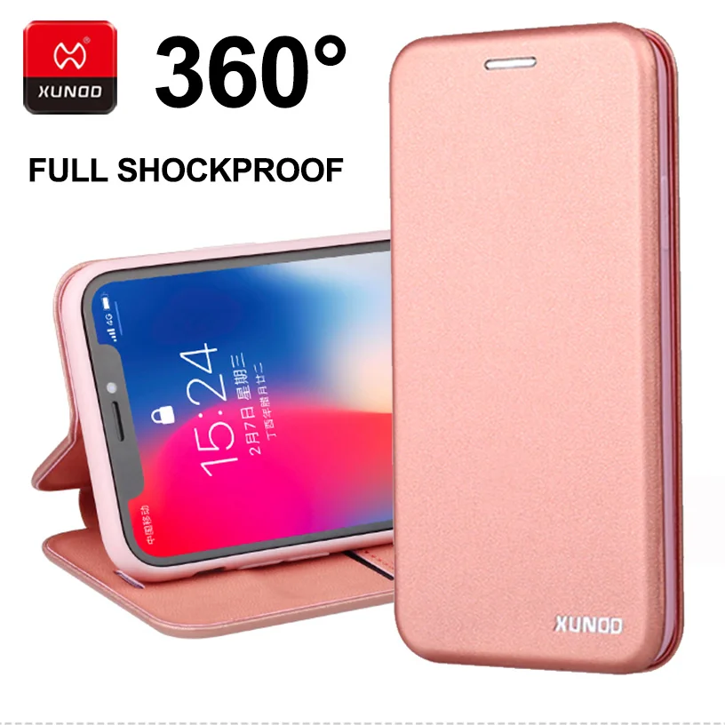 

Luxury Business 360 Full Shockproof Phone Case For iPhone X XS Max XR Leather Wallet Protective Back Flip Magnetic Cover Cases