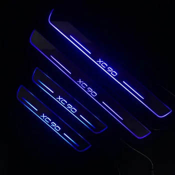 

RQXR led stainless steel overlay acrylic door scuff for Volvo XC90 moving door sill plate lining decorative light,4pcs