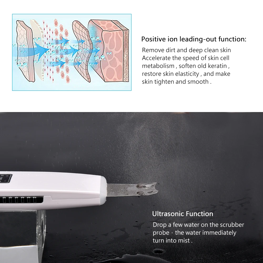 Ультразвуковая скруббер для кожи ультразвуковая ионная машина для глубокого очищения лица Вибрационный Массажный Аппарат для удаления пор и черных морщинок