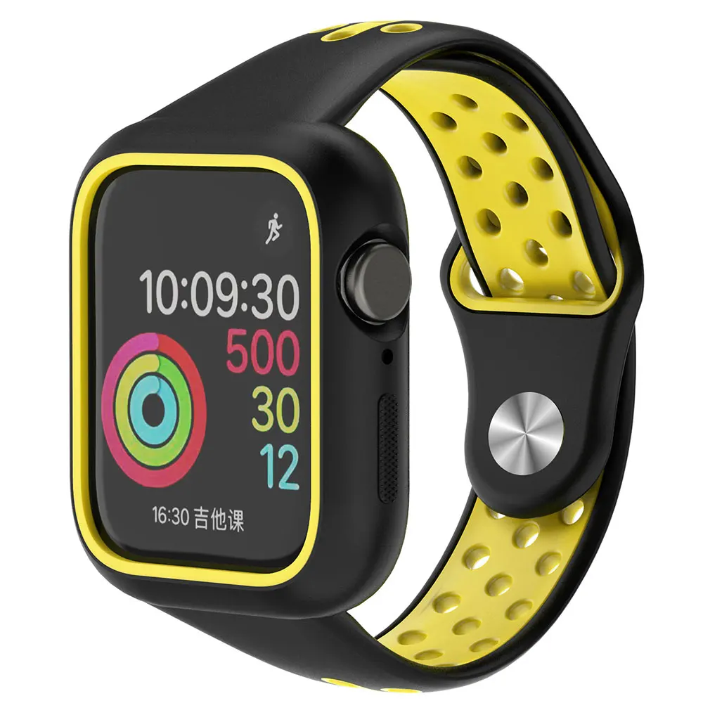 black yellow Lbiaodai защитный чехол для apple watch band iwatch 4 5 band 38 мм 42 мм 44 мм 40 мм 3 i ремешок для часов анти-падение крышка аксессуары - Цвет ремешка: black yellow