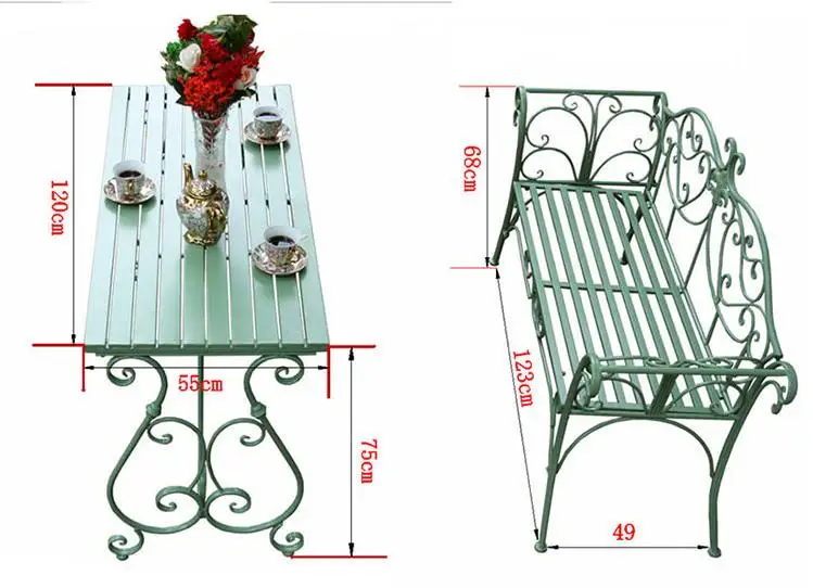 Луи мода сад наборы открытый крытый досуг балкон стол железный стул простой двор искусство