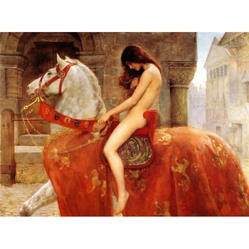 

Lady of godiva on horseback European famous oil painting Diy cotton cross stitch kits 14ct counted 11ct stamped embroidery set