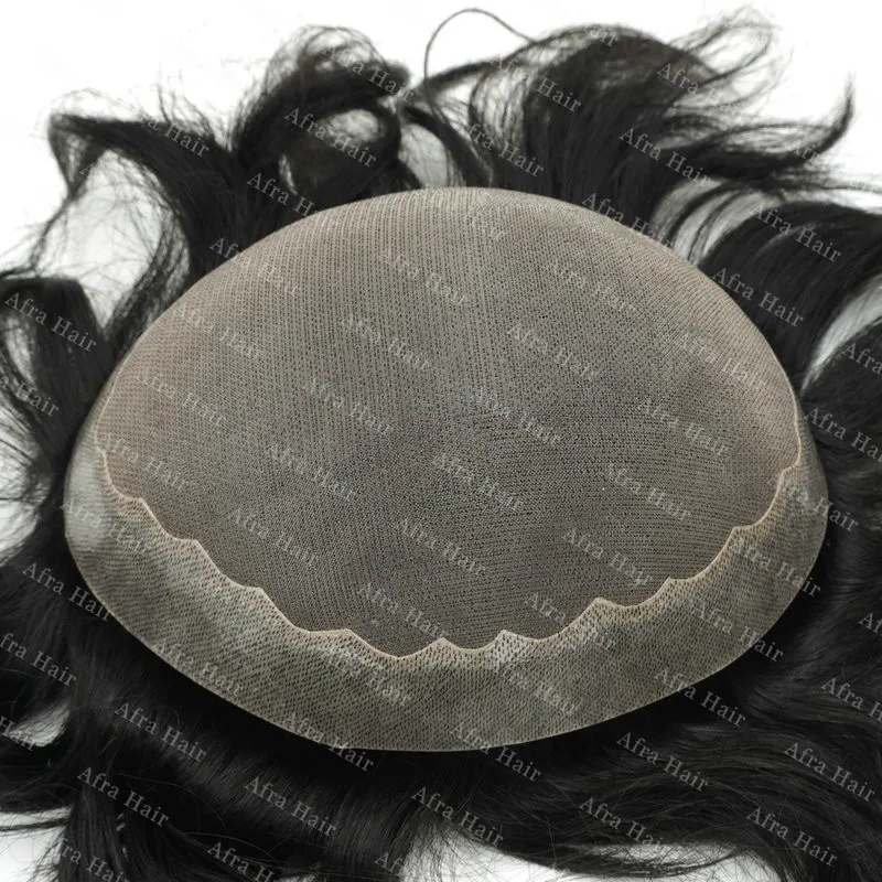 

Stock Mens Toupee Pure Handmade 100% Natural Hair Free Style Hair Replacement Systems H005