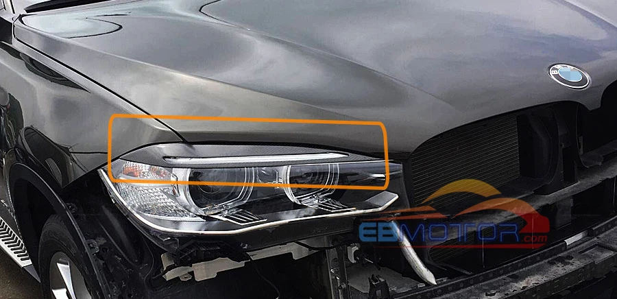 ebmotor-com Real Carbon Fiber Front Head Light Eyelids Eyebrows 1set Fit For BMW X6 F16 2016UP1