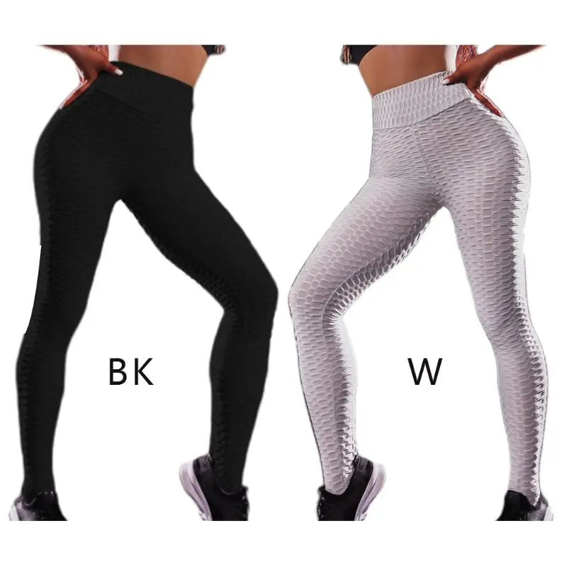 

Women High Waist Sexy Casual Pants Textured Ruched Butt Lifting Workout Pants Tummy Control Stretchy Jacquard Sports Trousers