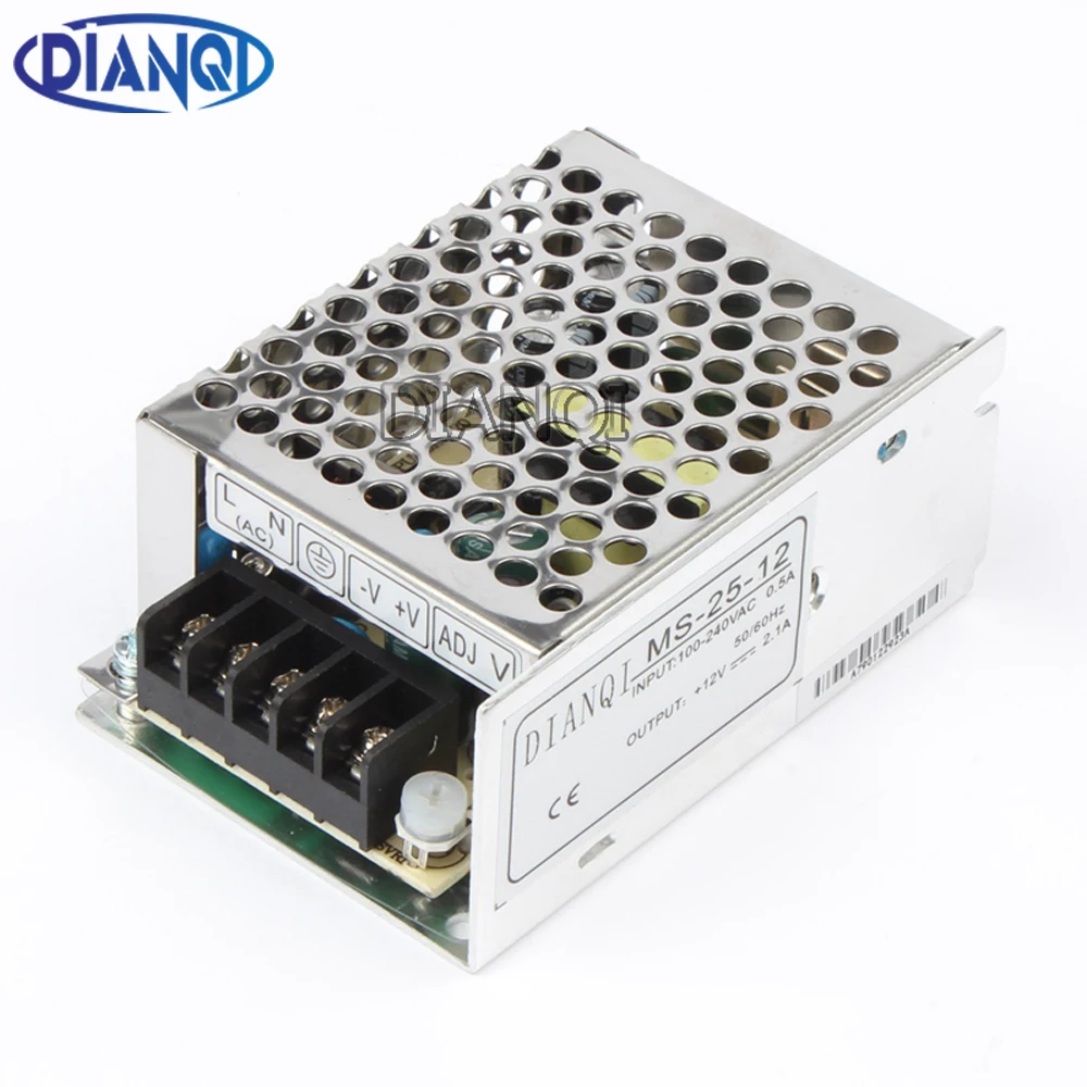 DIANQI блок питания 25 Вт 5 в 12 В 15 24 5a 2.1A 1.7a 1.1a мощность suply мини размер din led ac dc