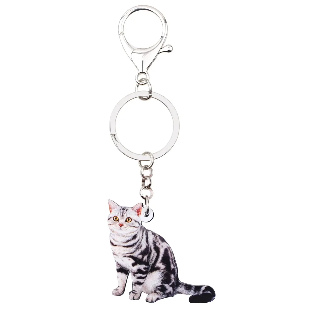 Bonsny акрил Американский короткошерстный котенок кошка брелок для ключей кольца