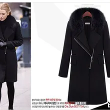 S-3XL Звезда Стиль Осень Зима шерстяные пиджаки меховой воротник шерстяная Верхняя одежда толстая для женщин Тонкий длинное пальт