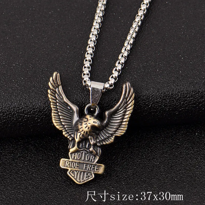 2018 New Fashion Dropshipping Man Stainless Steel Gold Silver Animal Necklace Lion Wolf Tiger Pendant Charm Thick Link Chain