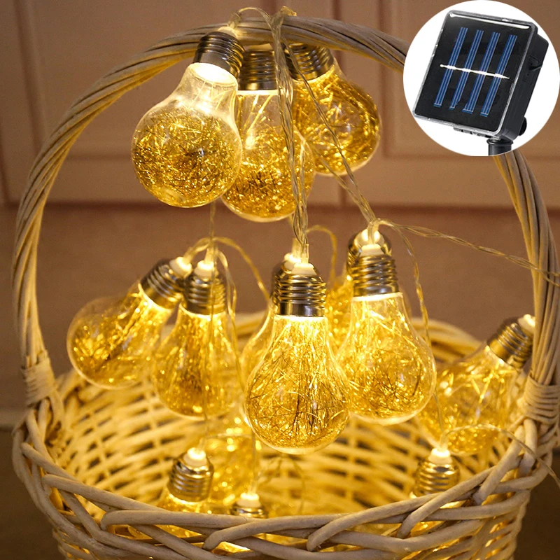 

Retro Gold Clear Bulb Solar Lamp Power LED String Fairy Lights Solar Garlands Garden Christmas Decor For Outdoor guirnaldas
