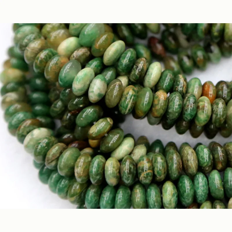 Discount Wholesale Natural Genuine Africa Green Jade Rondelle Loose