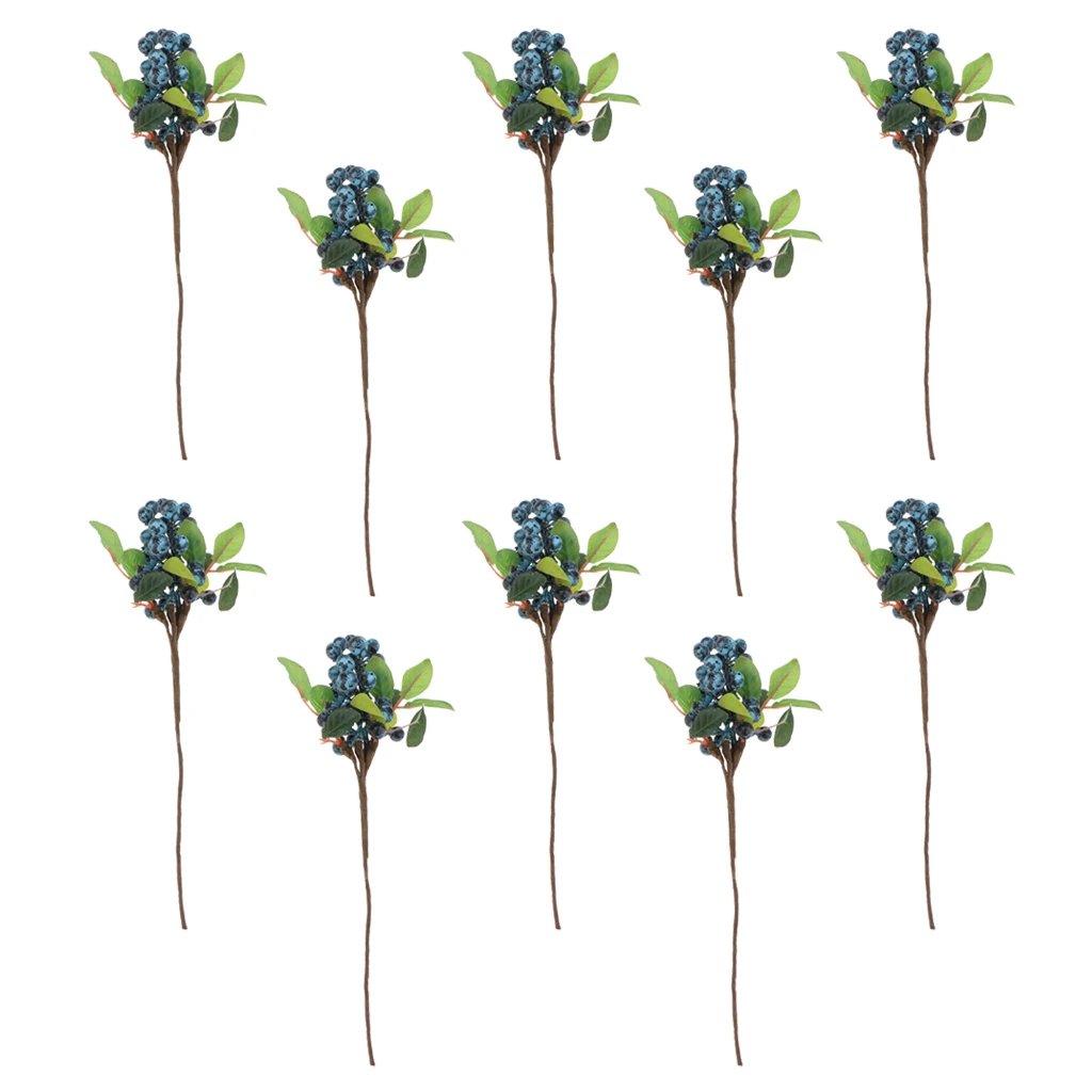 10Pcs Decorative Blueberry Fruit Berry Artificial Flower Plants For Wedding Home Decoration Blue