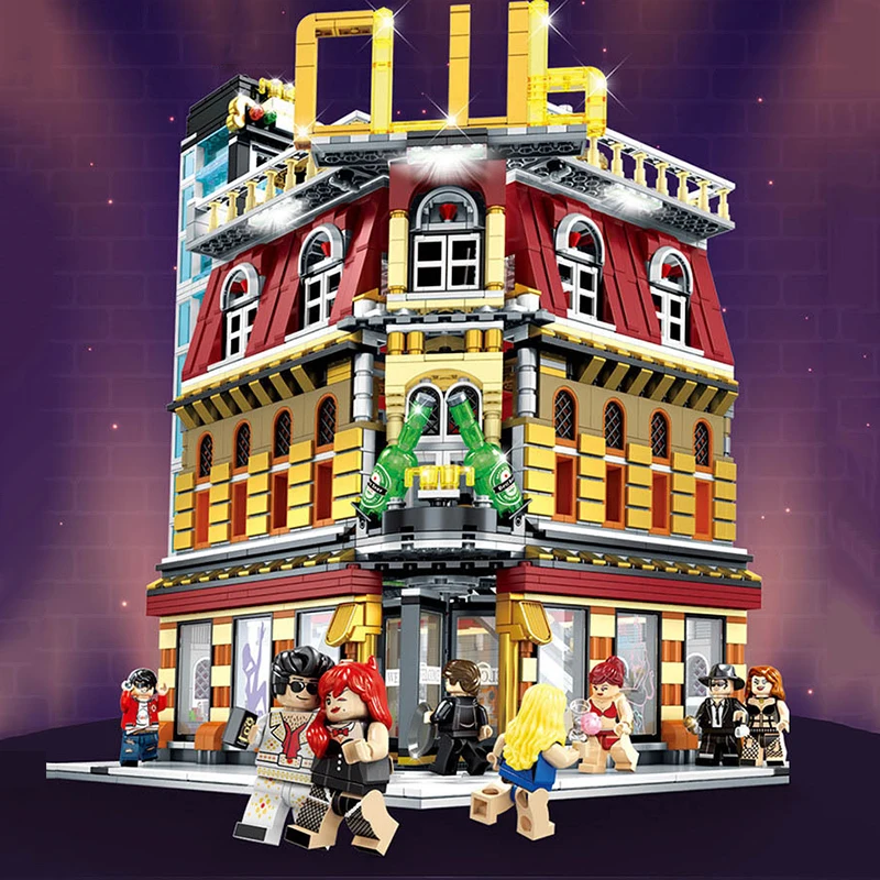 

2488Pcs Creator Expert LED Night Club City Street View Building Blocks Architecture Bricks Gifts DIY Toys For Children Kids