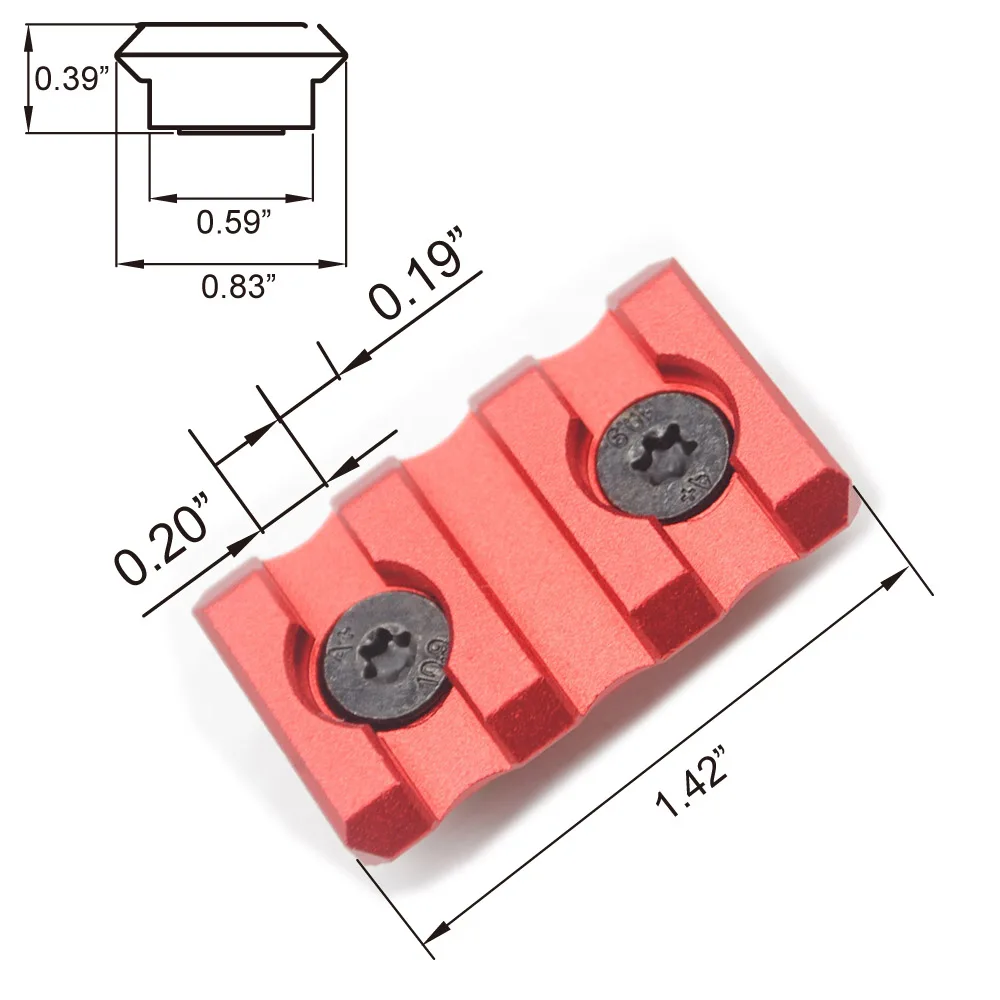 3 слота/1 42 ''M-lok Rail Section Picatinny/Weaver Mount System segmen_китайский красный анодированный