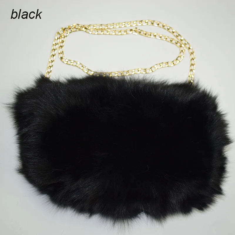 Ms. MinShu брендовая ручная сумочка-муфта из натурального Лисьего меха зимняя ручная грелка настоящая Меховая муфта модная женская карманная муфта с цепочкой - Цвет: black
