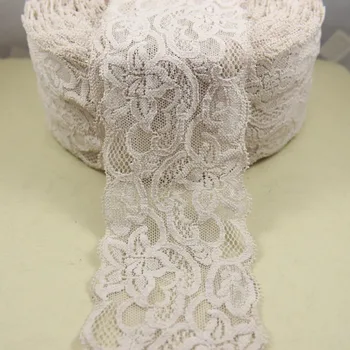 

A roll 48 yards 74mm width light camel Elastic Stretch Lace trim sewing accessories DB3