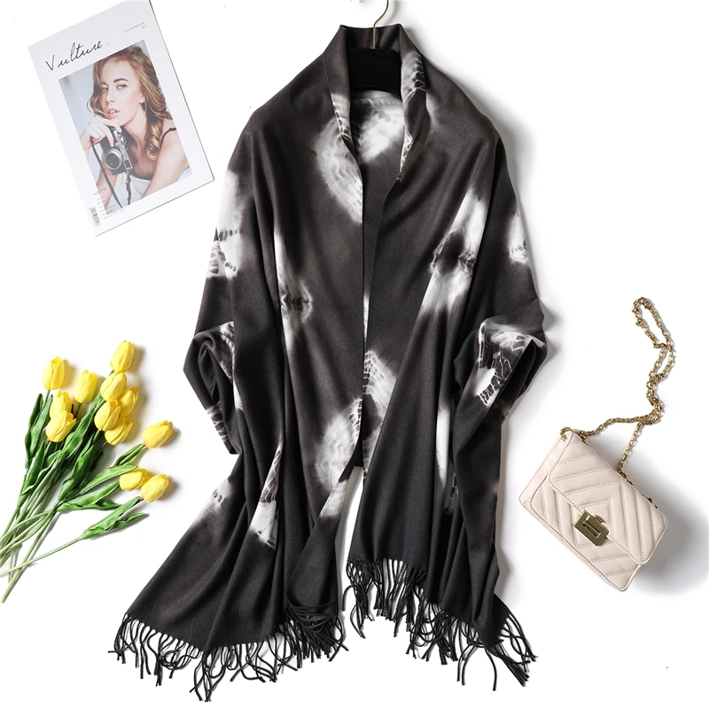 Весенний зимний женский шарф, мягкий толстый теплый женский шарф из пашмины, длинный женский шарф, кашемировые шарфы, echarpe - Цвет: deep gray