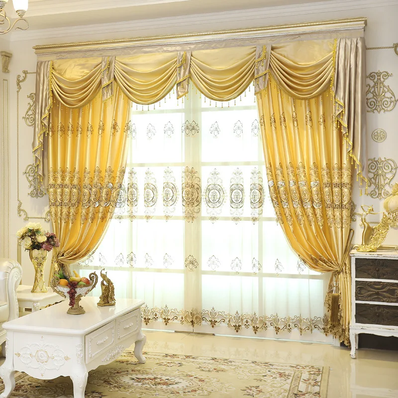 On S High Quatily Fashion Yellow Luxury Embroidered Sheers And On S High Quatily Fashion Yellow Luxury Embroidered Sheers And Valance Curtain Cortain For Living Room In Curtains From Home Garden Aliexpress