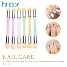 1pc HAICAR Practical Professional Glitter Powder Picking Dotting Gradient Pen Brush+Sponge Nail Art Tools Pretty Manicure Tools