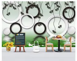 Пользовательские фото обои 3d росписи обои для стен 3d круг лист отражение фоне обоев для гостиной украшения