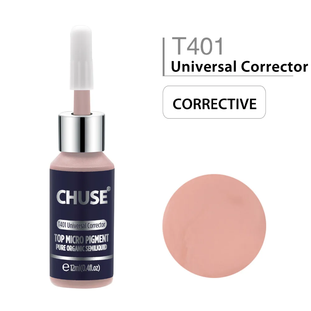 CHUSE Universal Corrector T401 Permanent Makeup Ink Lips Tattoo Ink Set Eyebrow Microblading Pigment Professional 12ML 0.4oz