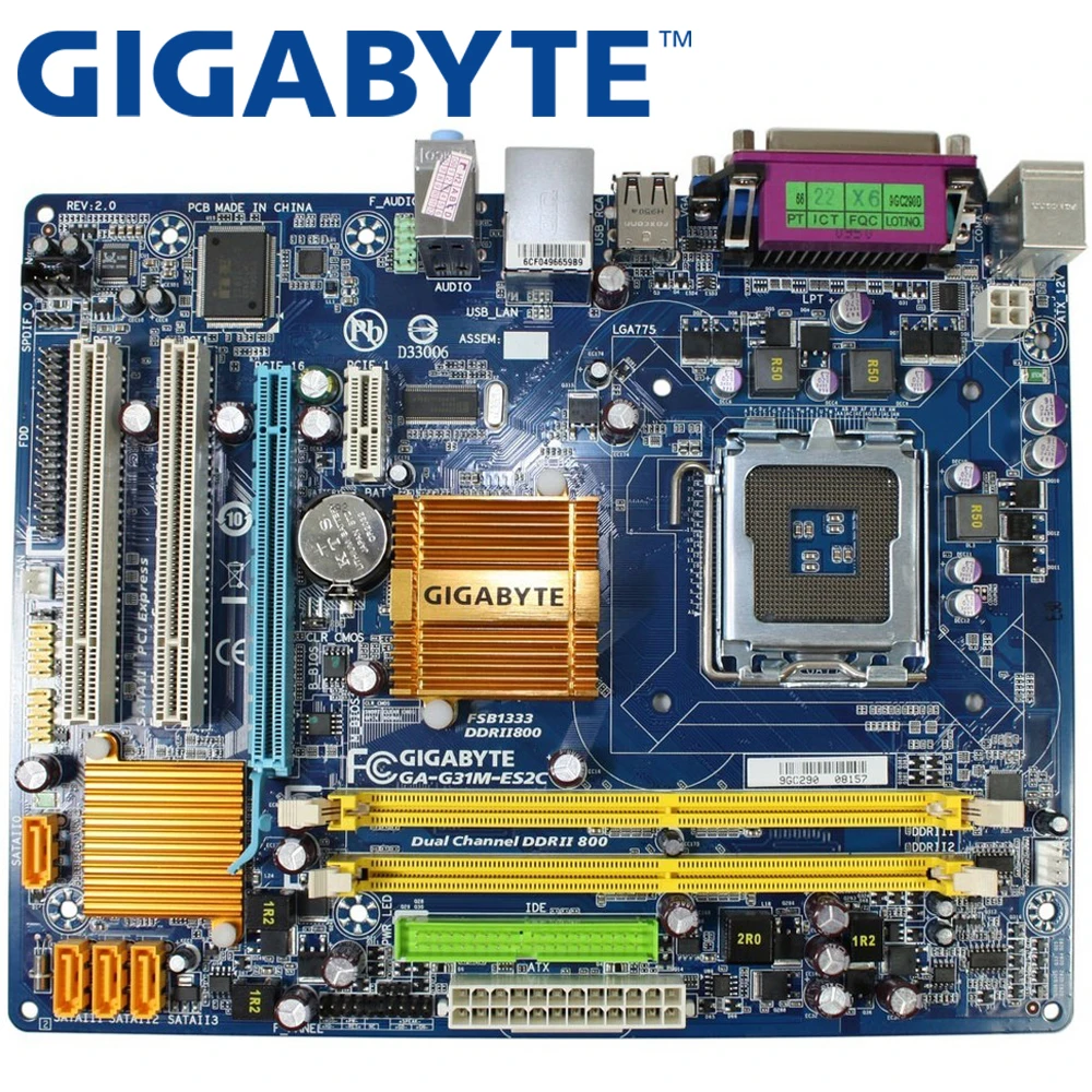 

GIGABYTE GA-G31M-ES2C Desktop Motherboard G31 Socket LGA 775 For Core 2 DDR2 4G Micro ATX Original Used G31M-ES2C Mainboard