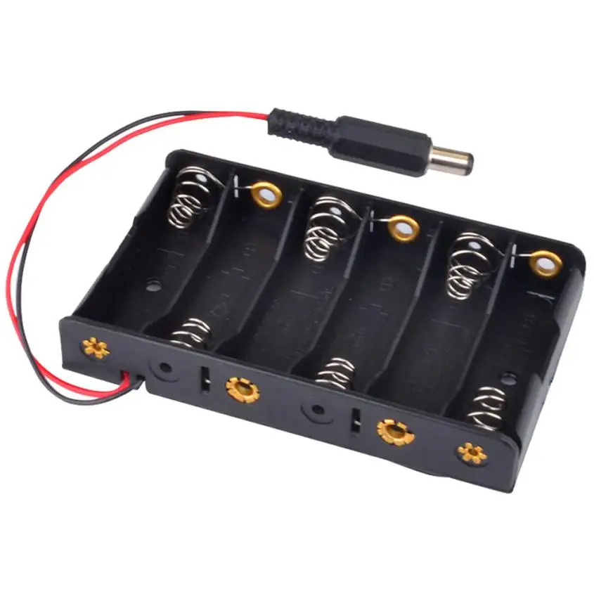 

New 6 x AA Battery Case Storage Holder With DC2.1 Power Jack For Arduino New Arrivals Dropship Feb 7