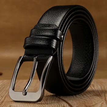 

Good Qaulity Black PU Belt For businessman Waist Straps wide tactical basque split Belt For Jeans Pants Trousers 125cm
