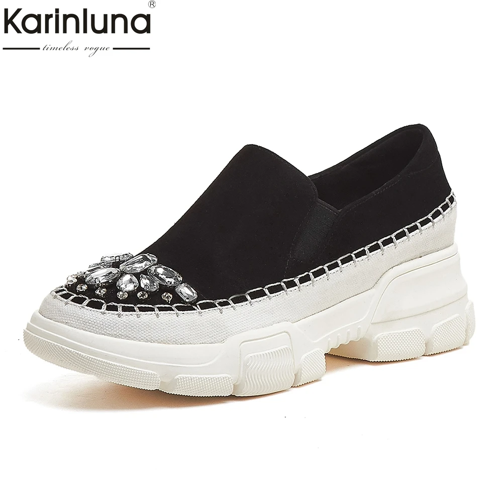 

brand fashion top quality kid suede leather women spring flats woman shoes casual comfortable crystal shoes woman flats