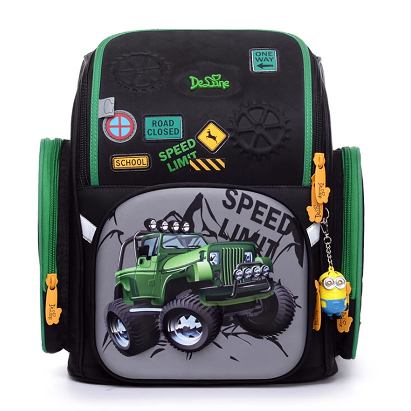 Delune School Bags Children Burden Reducing School Backpacks Nylon Material 3D Car Print Orthopedic Backpack For Boys Delune School Bags Children Burden Reducing School Backpacks Nylon Material 3D Car Print Orthopedic Backpack For Boys