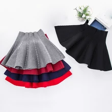Школьная форма для детей, вязаная юбка для девочек, зимние юбки-пачки, плиссированная юбка-американка, мини-юбка для танцевальной вечеринки для маленьких девочек, одежда для девочек