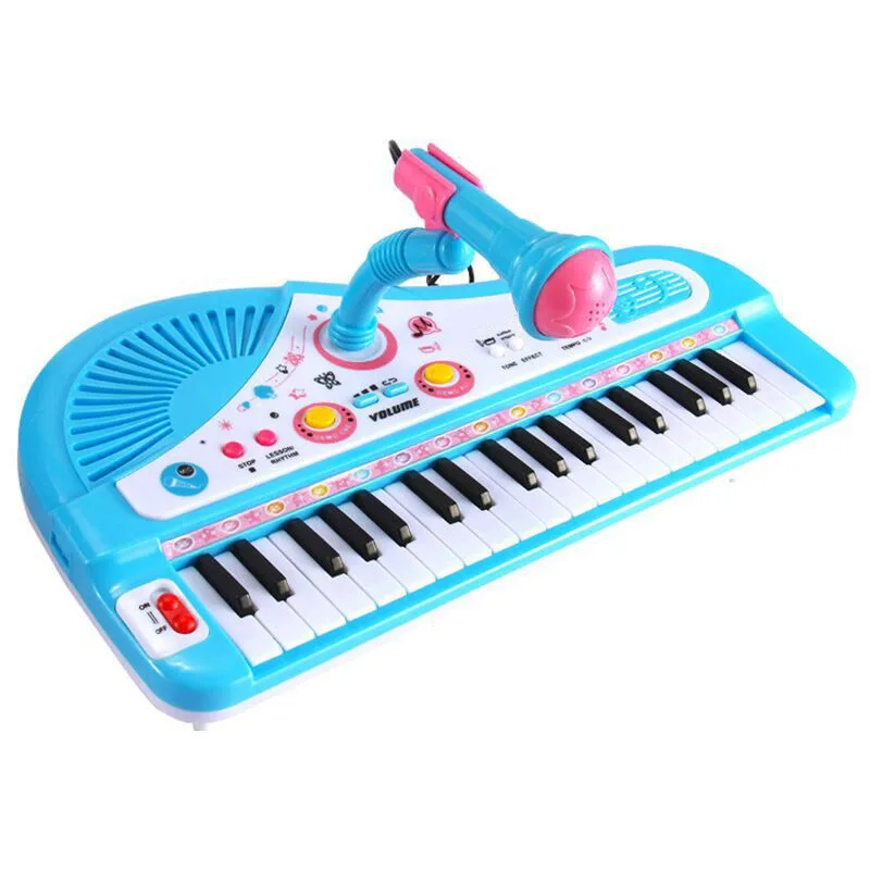 Детские Музыкальные инструменты для детей; большие размеры 37-ключ вставные микрофон С микрофоном мульти-Функция музыкальное пианино
