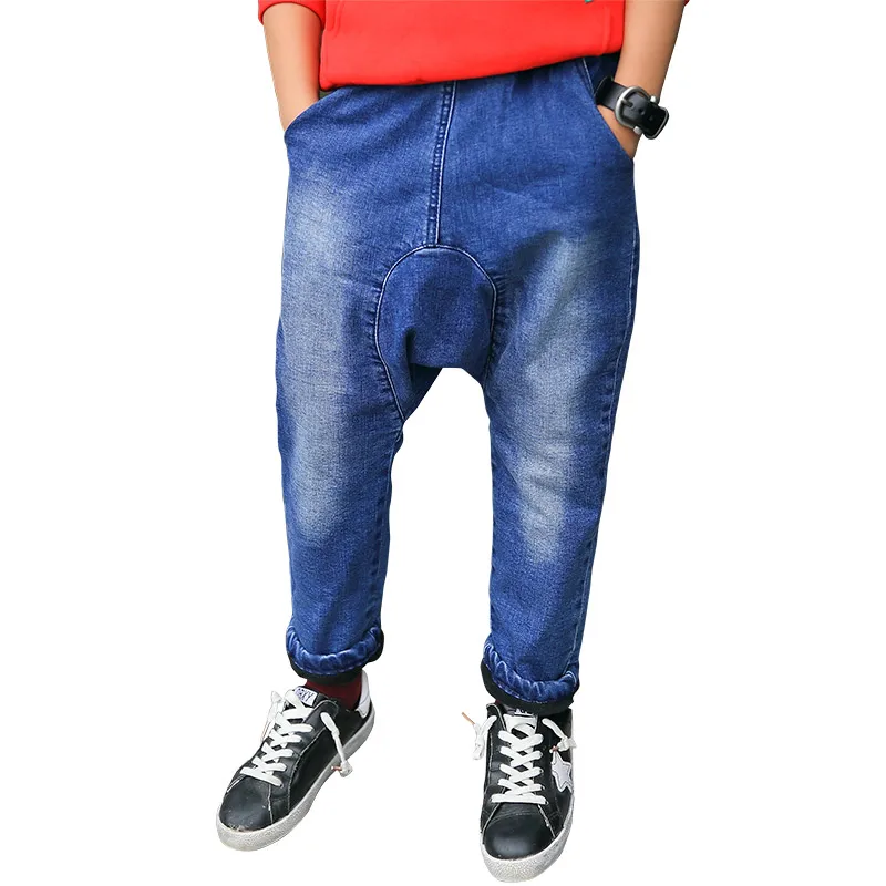 

Kids Boys 2016 new winter pants in Korean boy child cowboy plus Velvet Pants 0077 cross
