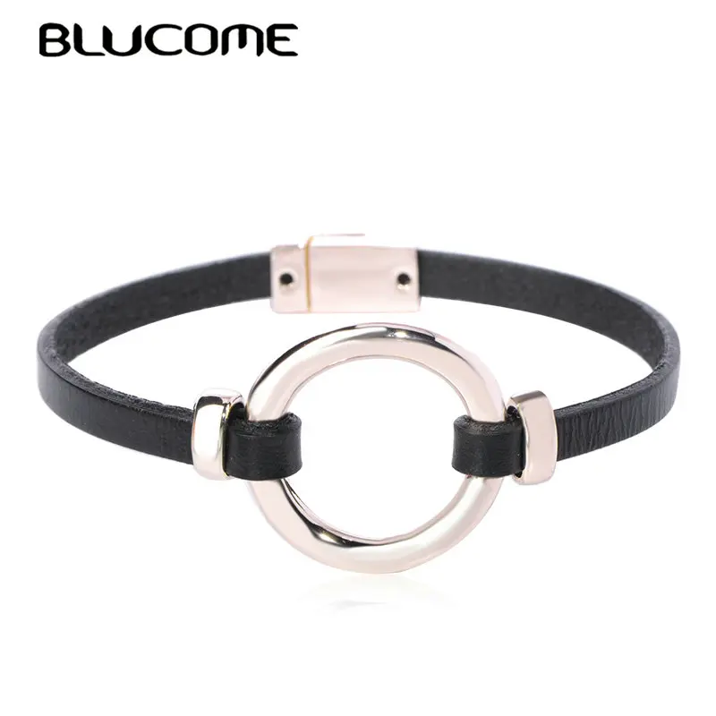 

Blucome Fashion Punk Style Leather Bracelets Gold Color Magnet Bangles Bracelets for Women Men Hand Accessories Jewelry