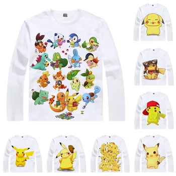 

Pocket Monster T-Shirts Men Hip Hop Long Sleeve Anime Shirt Pokemon Poketto Monsuta Pikachu Cosplay Motivs Anime Shirts Women