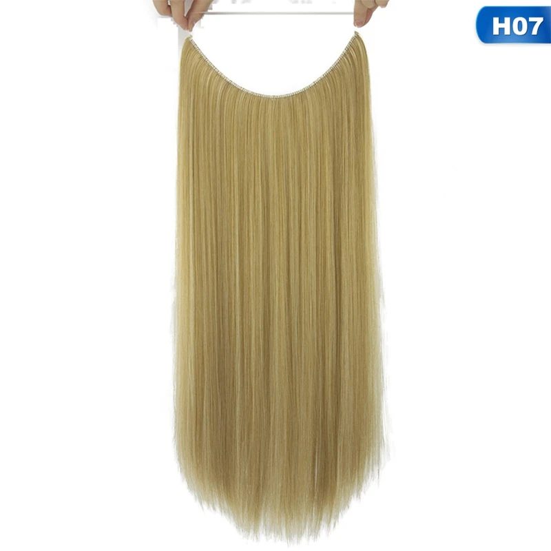 60 см длинные волнистые невидимые волосы для наращивания без зажима рыбий линии синтетический парик как натуральные волосы - Цвет: 0150H07