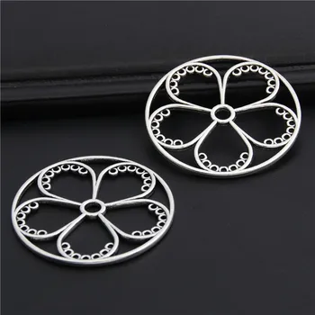 

10pcs Silver Color Hollow flower Nature charms Pendant Jewelry Making Bracelet Accessories Diy Crafts Handmade 37mm A2980