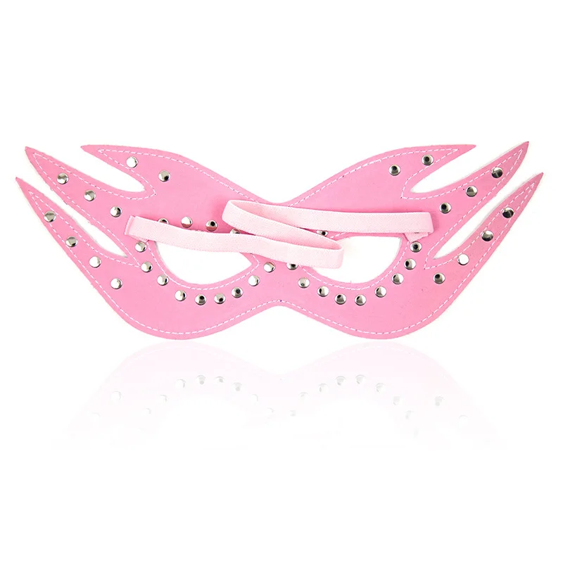 Капот маска БДСМ Связывание игрушка бондаж удерживающая капот фетиш маска капюшон Pet ролевые игры секс-игрушки для пар сексуальная игрушка повязка из кожи на глаза - Цвет: MZ17---pink