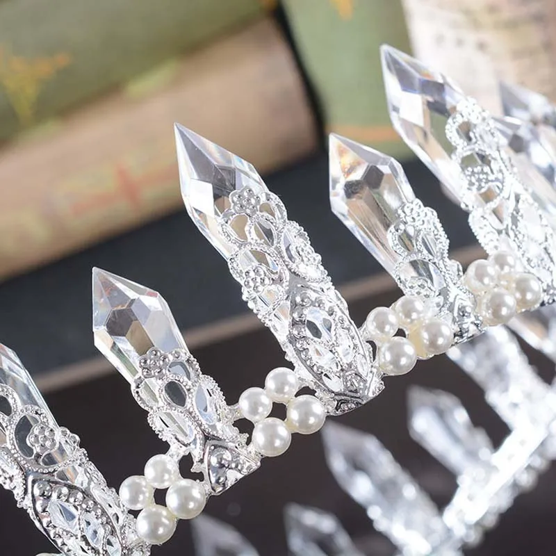Cena Królewski ślub kryształowa korona dla kobiet żywica kryształ kwarcowy syrenka Tiara Bridal Crystal ślubne akcesoria do włosów darmowa wysyłka