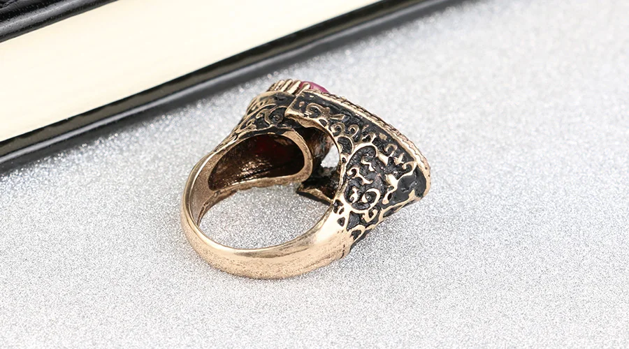 Kinel, новинка, уникальное античное Золотое кольцо для женщин, Красный Кристалл, винтажные свадебные кольца, этнические свадебные ювелирные украшения