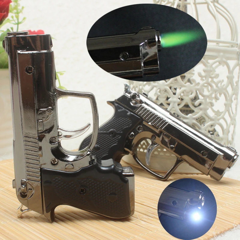 Metal Gun Pistol Flame Lighter Butane Gas Jet Torch Cigarette Cigar