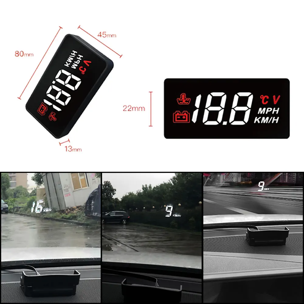 GEYIREN A100 Car HUD OBD2 Head-Up Display Digital Speedometer Projector Overspeed Reminding Auto Accessories Voltage Alarm