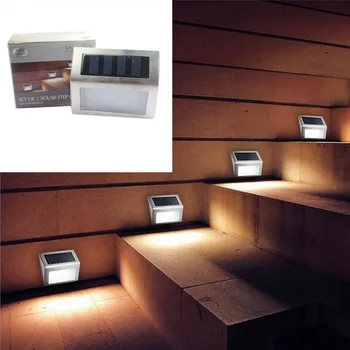 

Stainless steel Shell Lamp Warm White Solar Power 3 LEDs Outdoor Waterproof Garden Pathway Lawn Lamp Light LED Solar Wall Lamp