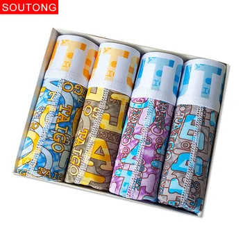 

Soutong 2019 Underpants Men 4 PCS/Lot Men Underwear Boxers Shorts Printed Cotton Men Cueca Boxers Masculina Boxers Underwear Men