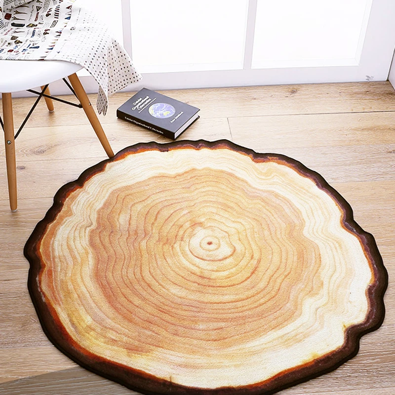 Antique Wood Tree Annual Ring Round 3D Carpet for Bedroom Computer Chair Area Rugs Kids Bedroom Play Mat Coffee Table Mats